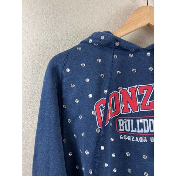 Furst Of A Kind Womens Cropped Hoodie Studded‎ Drawstring Gonzaga Bulldog Blue - Picture 3 of 11